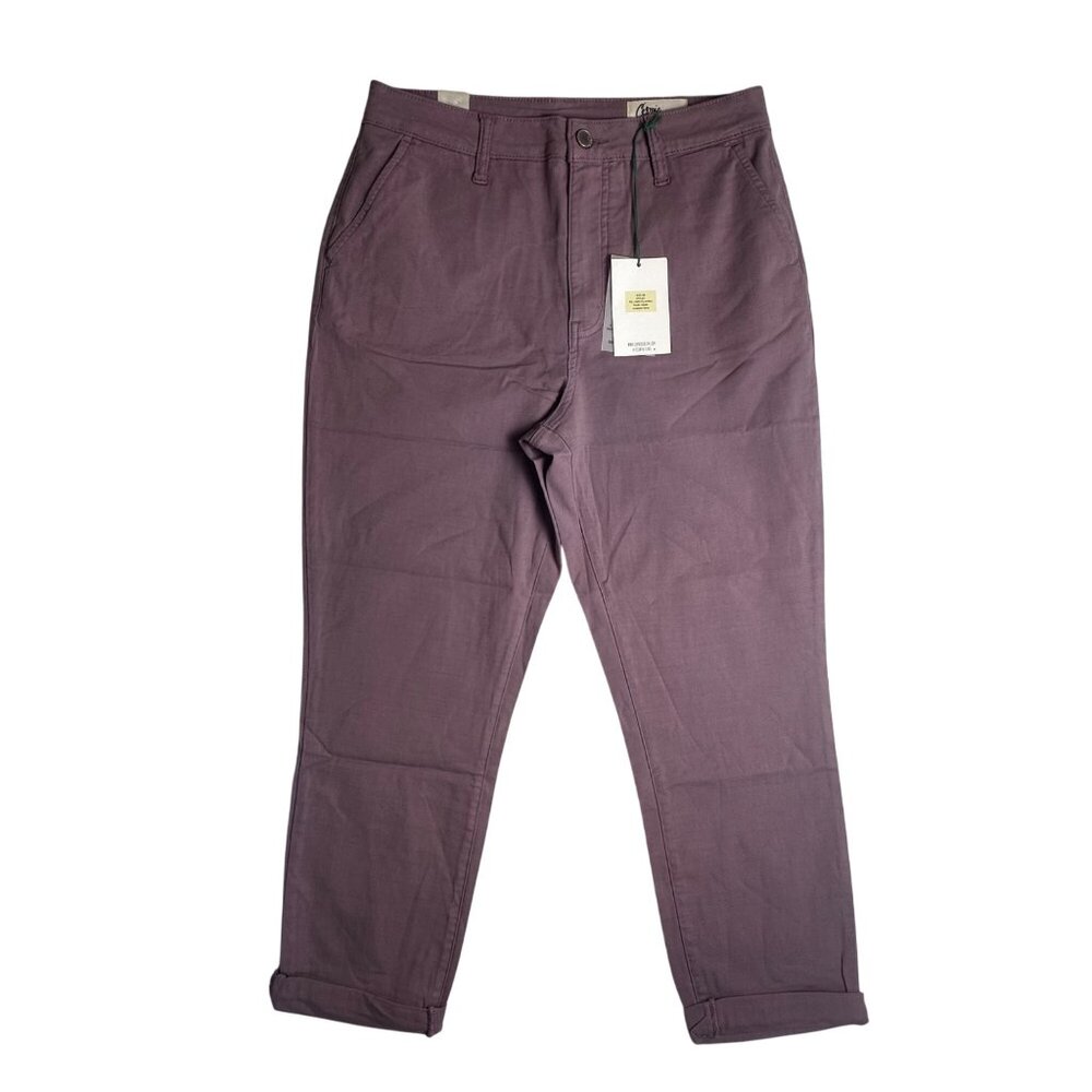 Cosmic Blue Love Womens Organic Chino Pants Sz 31Shadow Rose cuffed Straight Cut - Picture 2 of 10